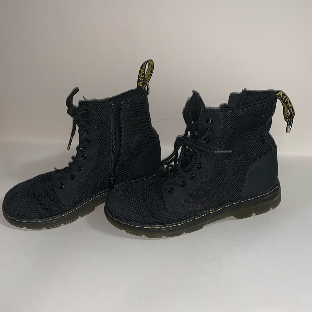 Dr. Martens Doc Combs J Air Wair Combat Boots, Kid Youth size 3 Canvas Zip Black